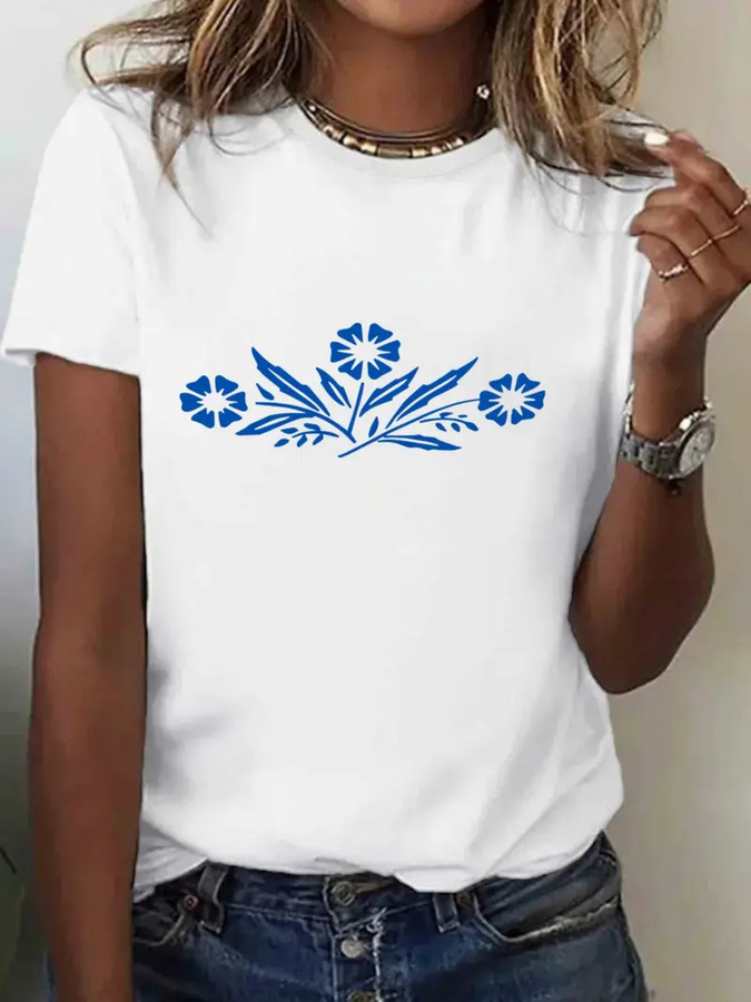 Summer Clothing Trends 2025 - Koszulka z nadrukiem liter, codzienna, z