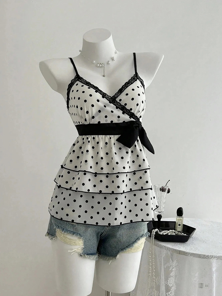 Summer Clothing For 60 Year Old Woman - Francuski Retro Top z Koronkowymi Wstawkami,