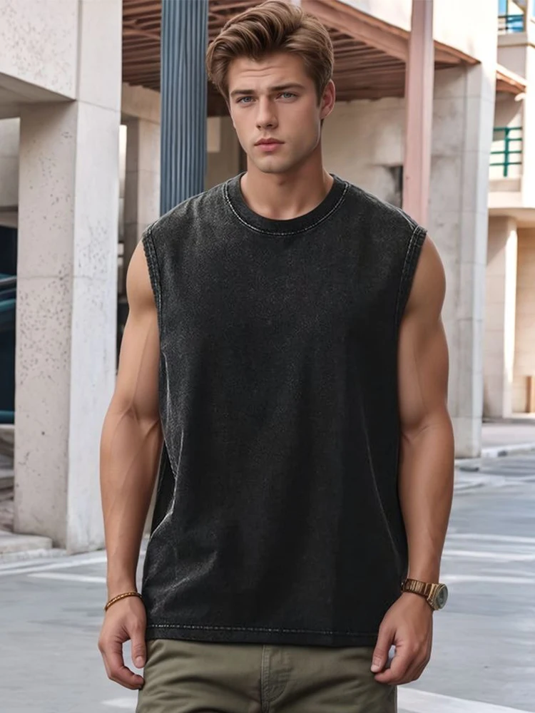 Summer Clothing Men 2025 - Męskie koszulki bez rękawów z bawełny