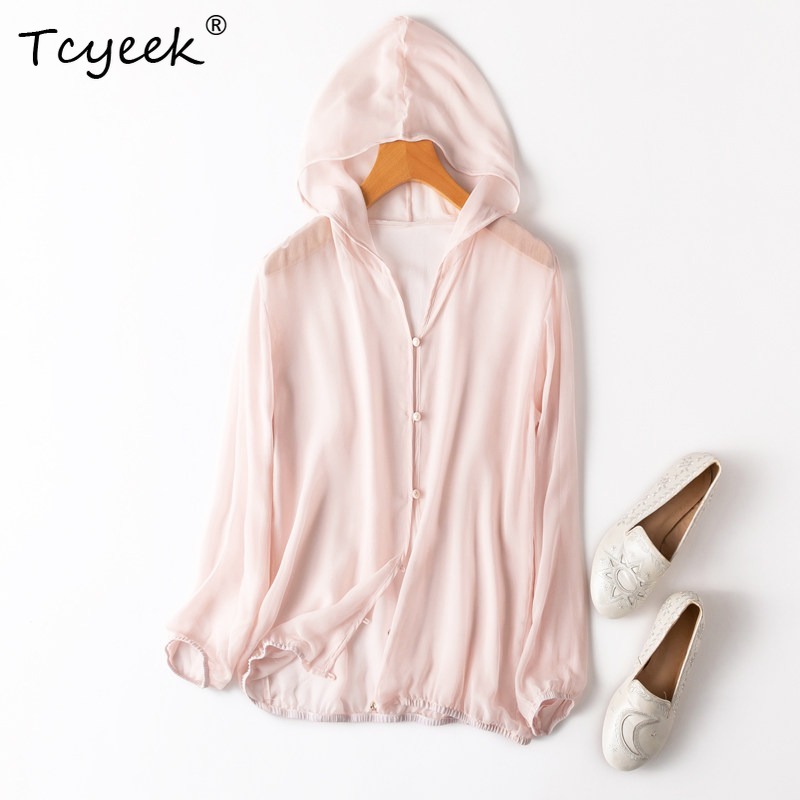 Summer Clothing - Tcyeek 100% Jedwab Morwowy Damskie Bluzki