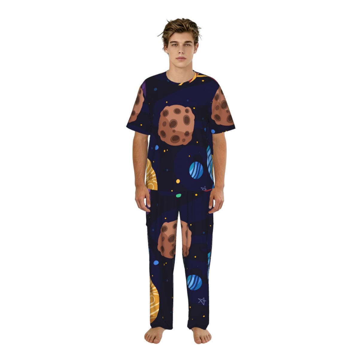 Summer Clothing Cartoon - Męski komplet piżamy: koszulka z krótkim