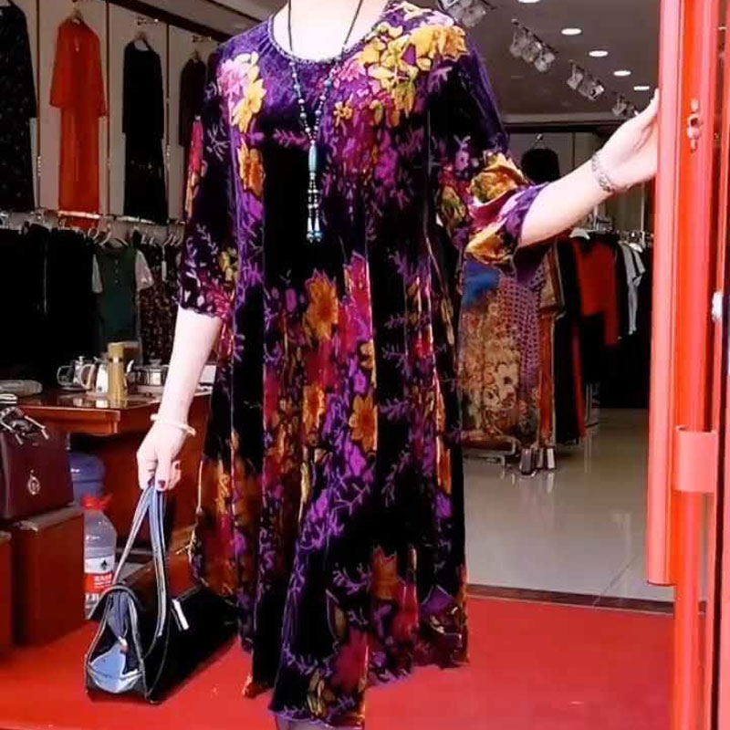 Summer Clothing For 60 Year Old Woman - Vintage połamane kwiaty Midi sukienka lato
