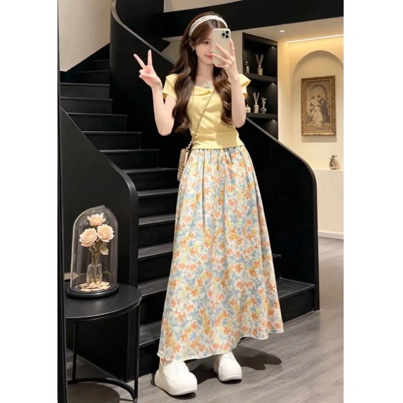 Japan Summer Clothing Women - Japońsko-koreański damski słodki, dopasowany komplet: bluzka
