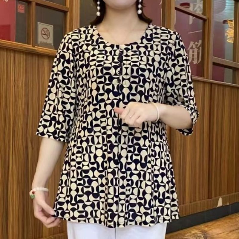 Summer Clothing For 60 Year Old Woman - Nadruk w stylu Vintage t-shirt na