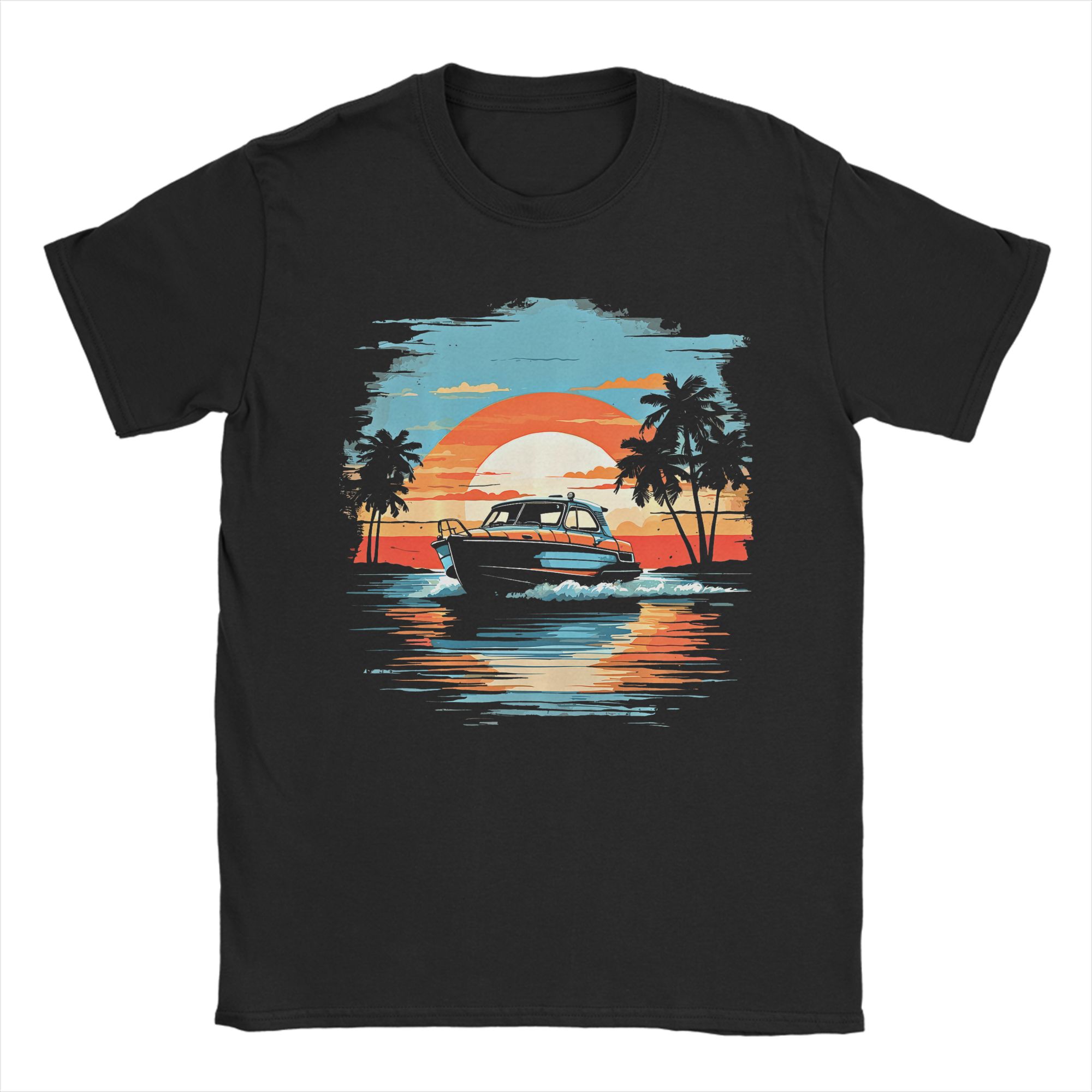 Summer Clothing Ideas - Męska koszulka T-shirt Motorówka Jacht Rejs