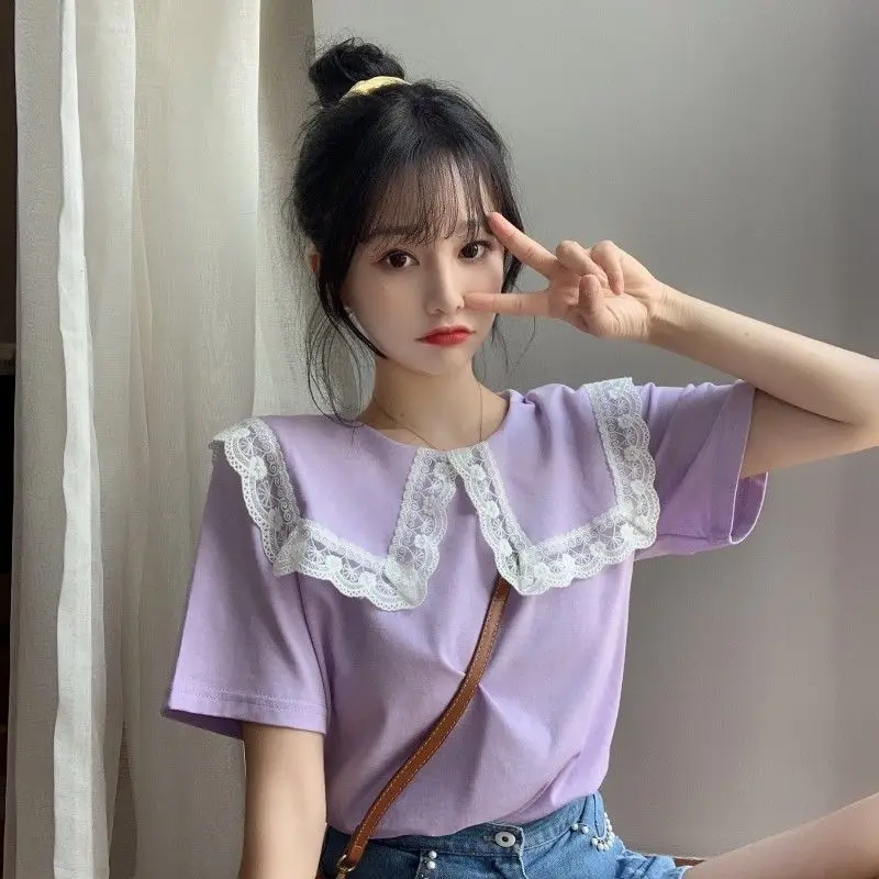 Summer Clothing Trends 2025 - Ubrania Urocza bluzka damska Kołnierzyk Kawaii