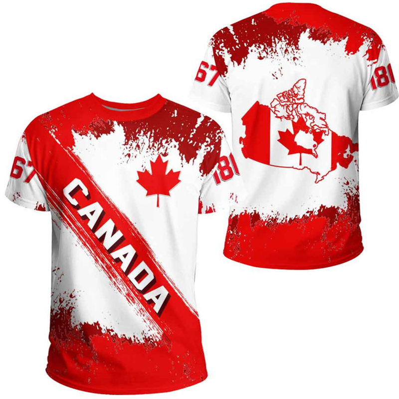Summer Clothing Canada - Canada Day T-shirt Canadian Flag Emblem