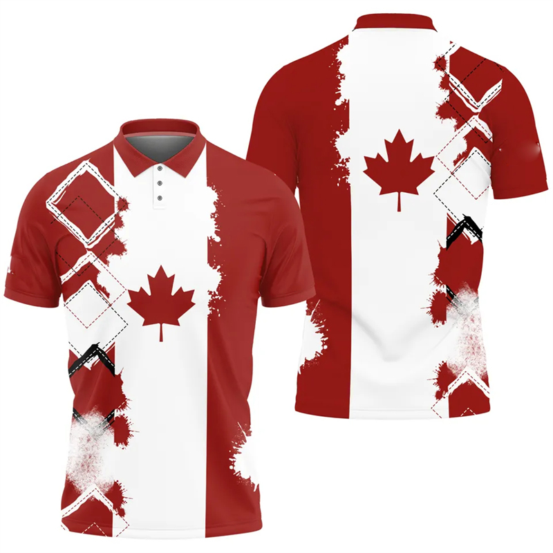 Koszulka polo z flagą liścia k – Summer Clothing Canada recenzja i cena