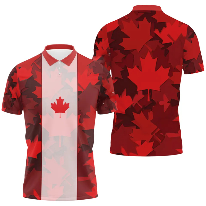 Koszulka polo z flagą liścia k – Summer Clothing Canada recenzja i cena
