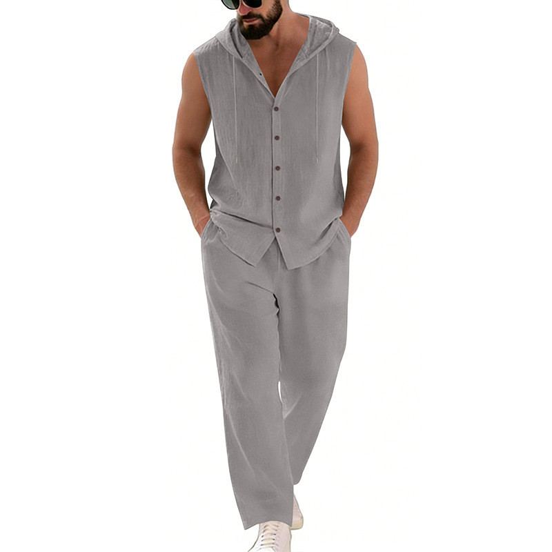Męski lniany komplet casualowy – Summer Clothing recenzja i cena