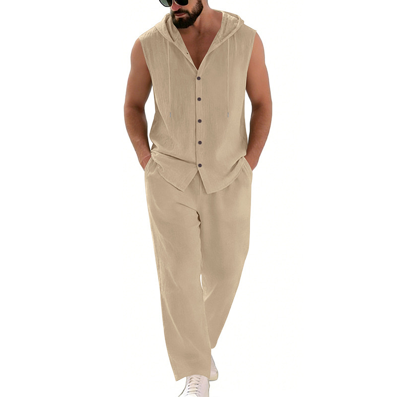 Męski lniany komplet casualowy – Summer Clothing recenzja i cena
